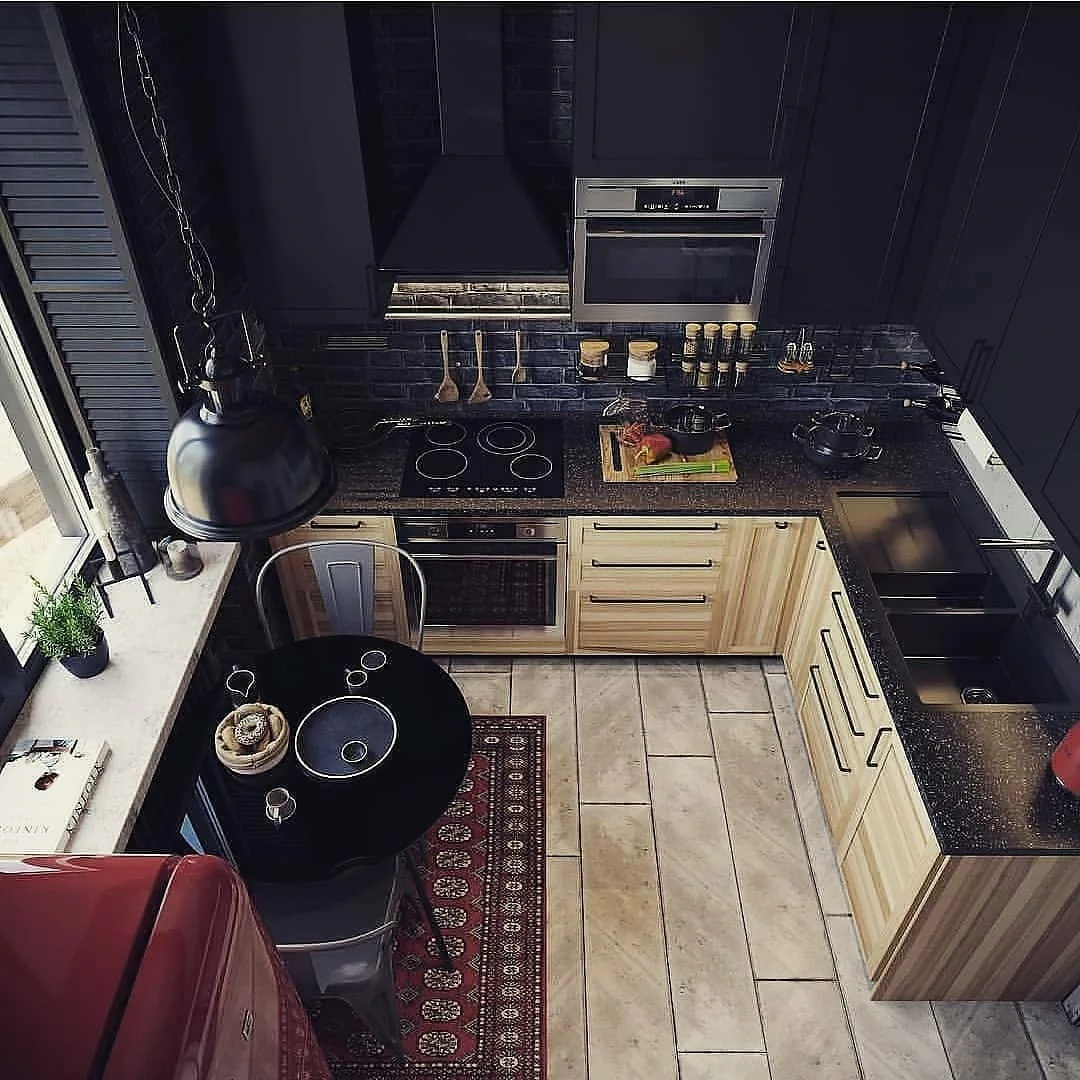 Dark Subway Tile Backsplash Adds Depth To Light Wood Cabinets