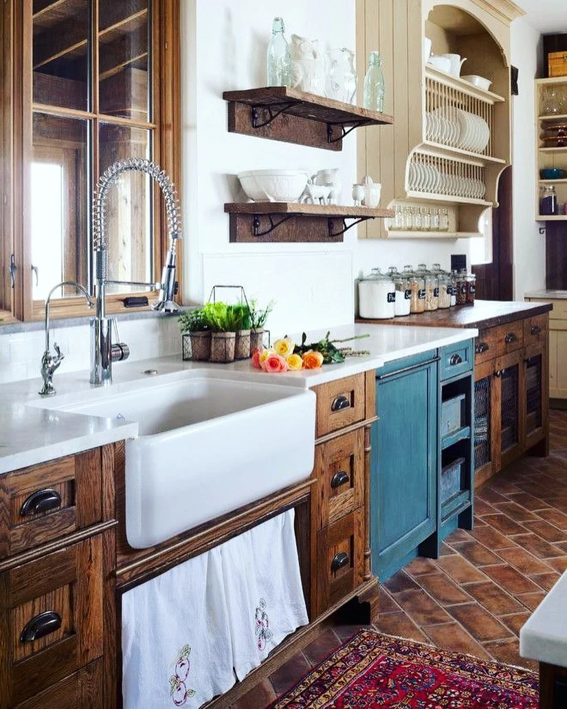 Wooden Shelving With Metal Brackets Adds Rustic Charm