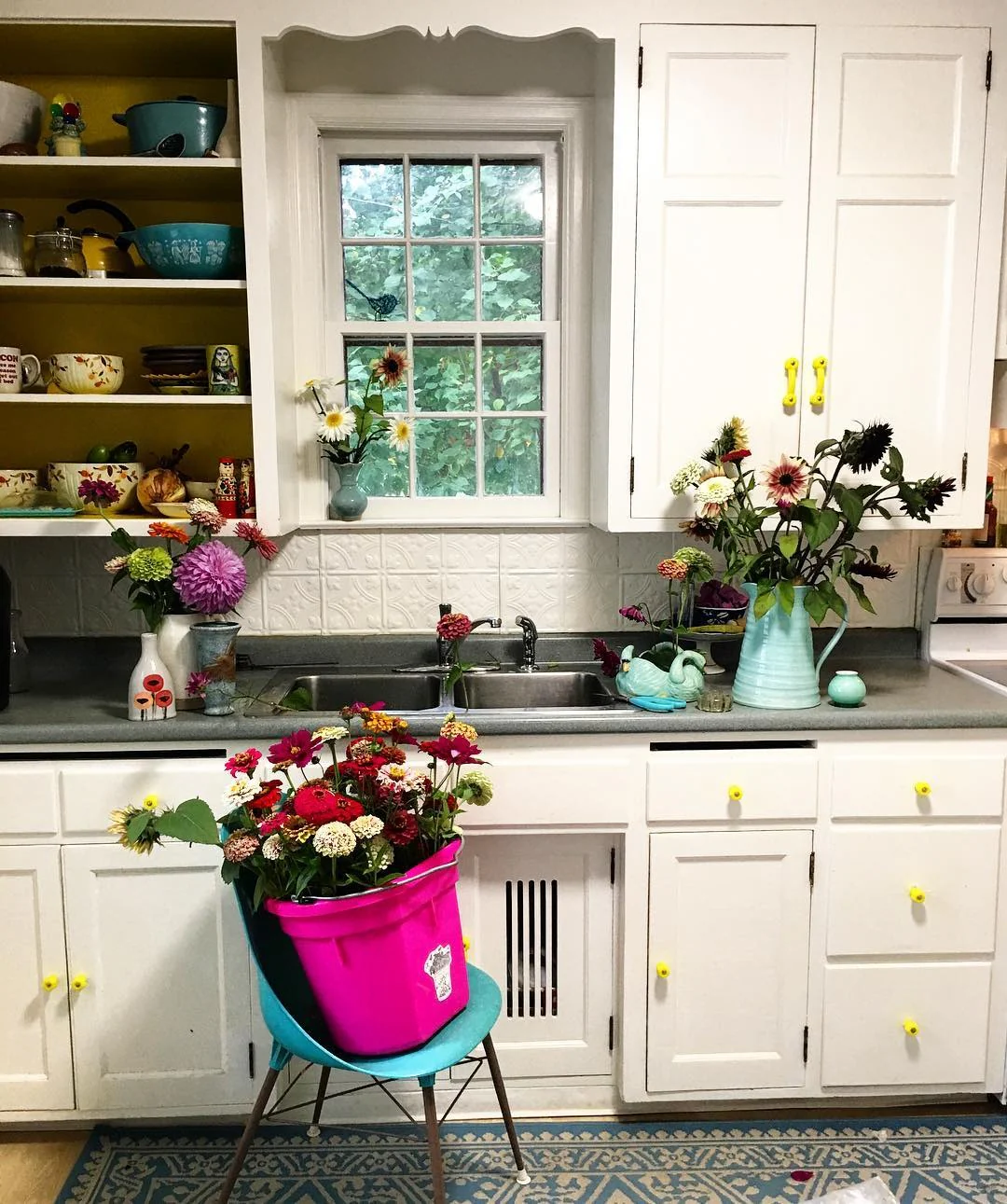 Brightly Colored Buckets Elevate Fresh Flower Arrangements