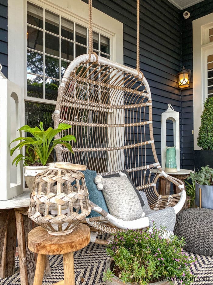 Woven Hanging Chair Adds Boho Comfort to Small Porches