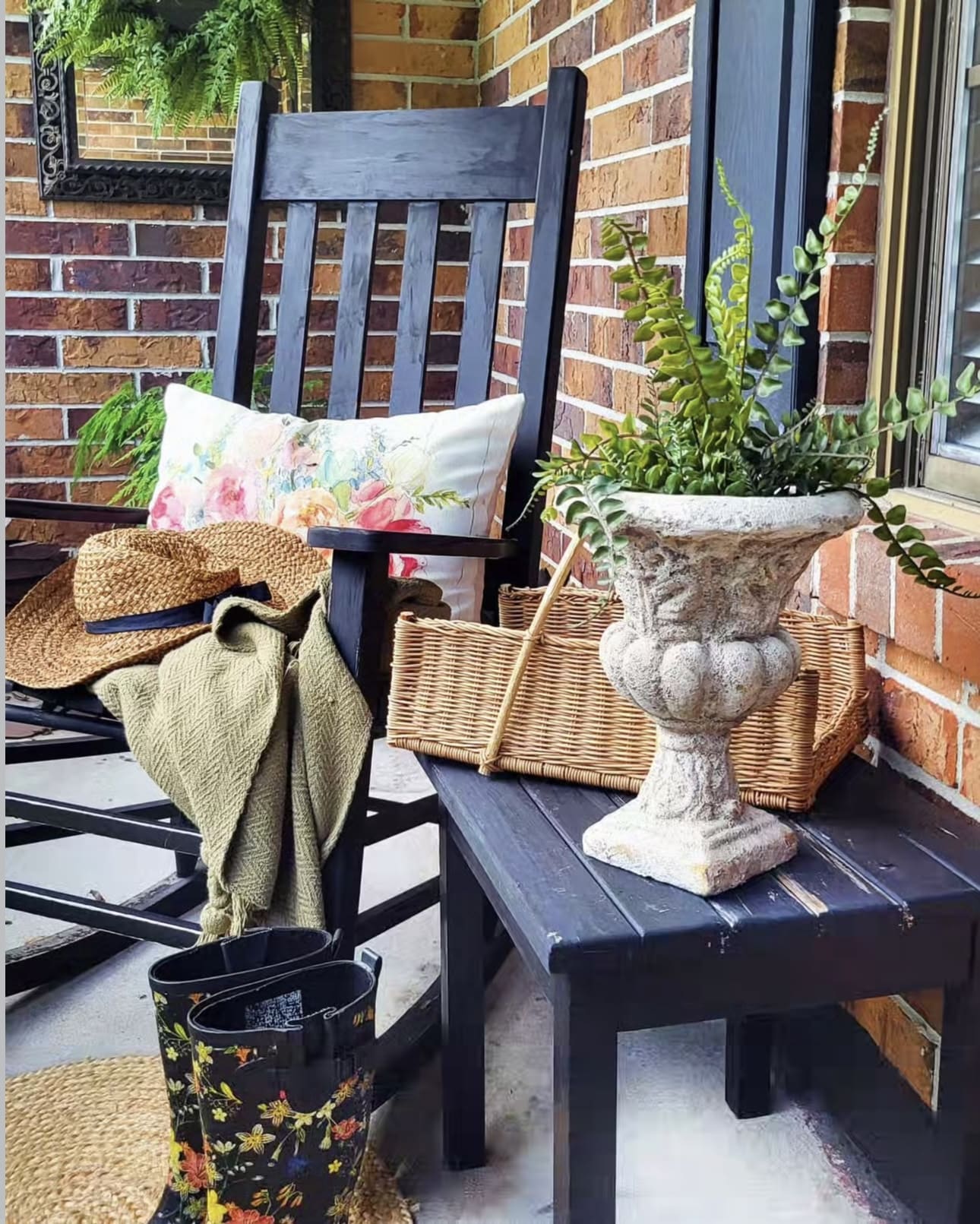 Stone Urn Planter Adds Old-World Charm to a Small Porch