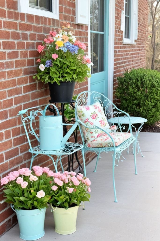 Welcome Guests with Pastel Buckets of Pink Blooms