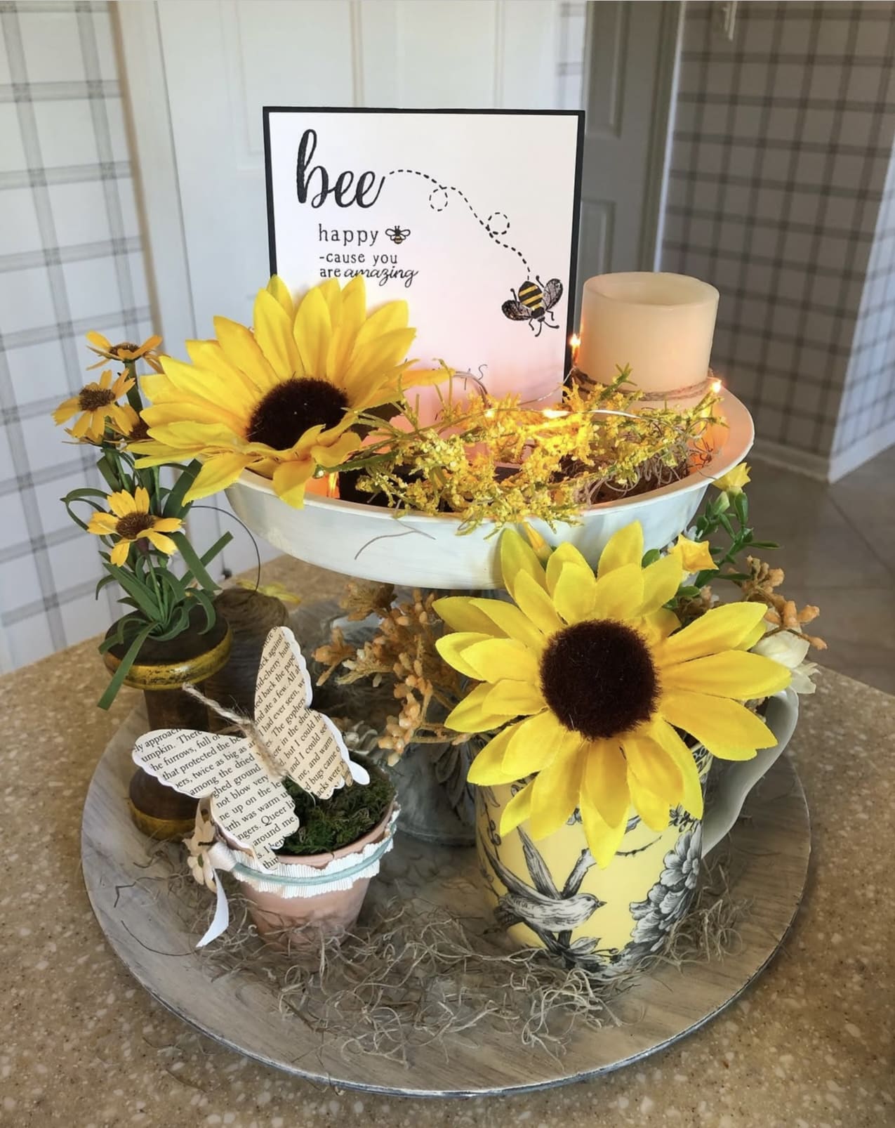Combine Sunflowers and Bee Art for a Cheerful Display