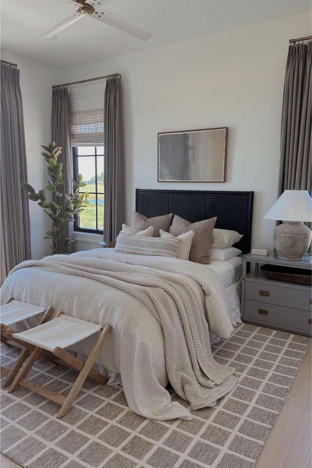 Textured Headboard for Depth in a Neutral Room