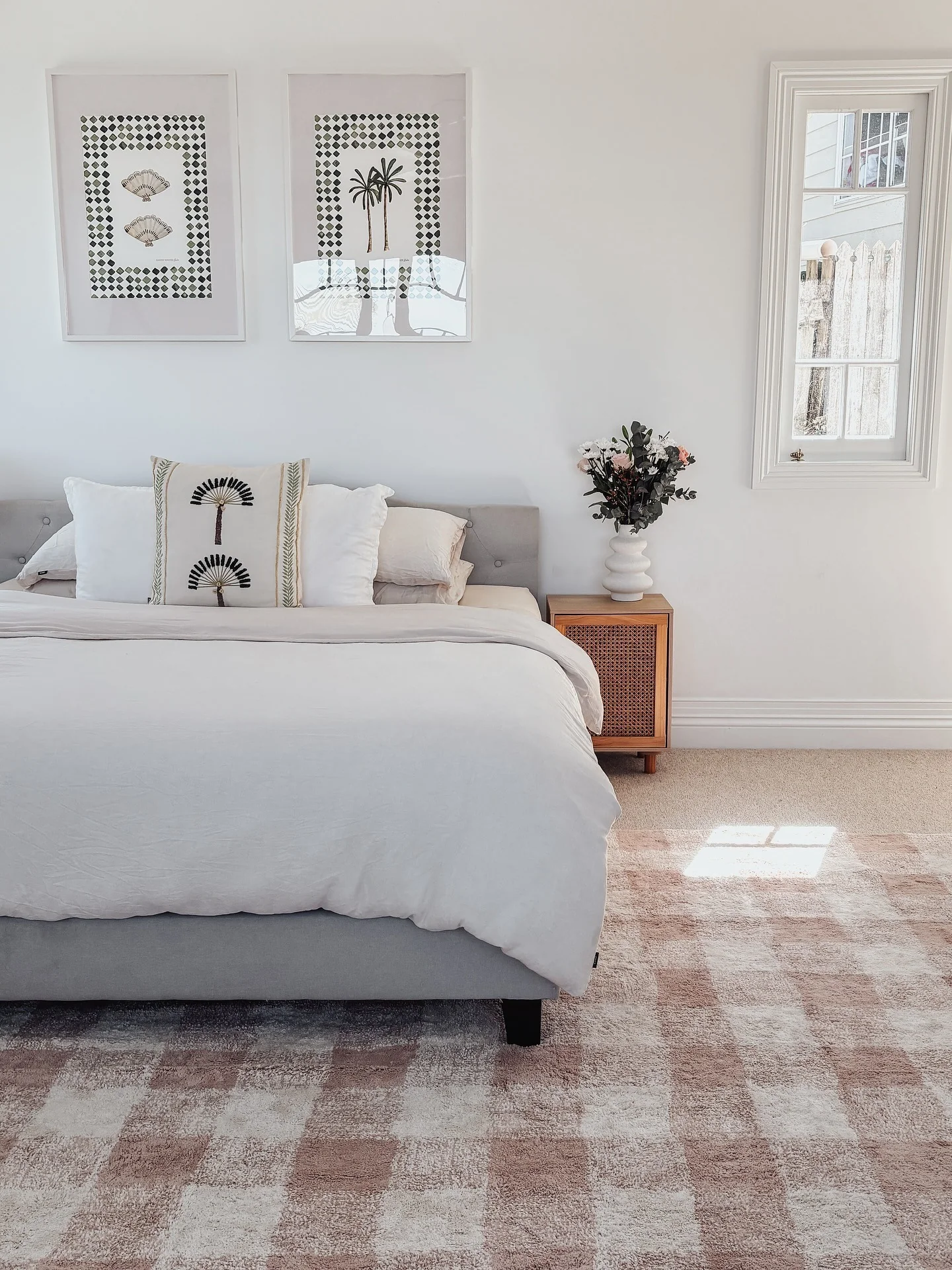 Soften a Space with a Blush and Cream Check Rug