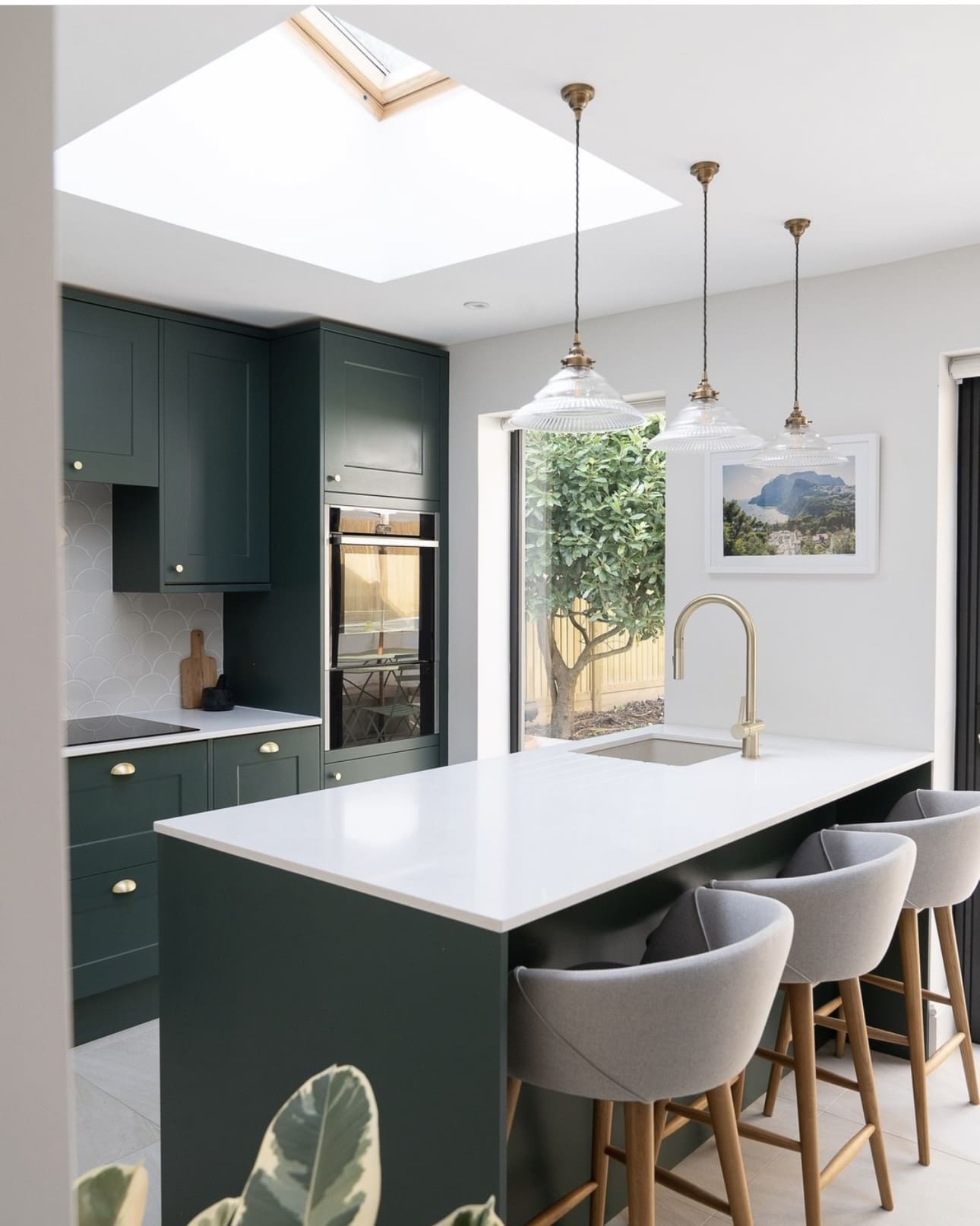Ribbed Glass Pendants Add a Subtle Shine Above the Island
