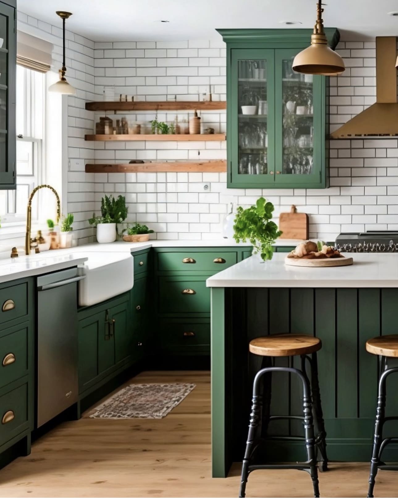 Open Shelving With Wooden Bowls and Glassware