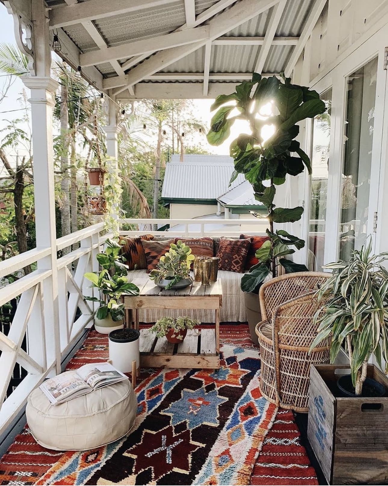 Layer Boho Rugs to Anchor Your Outdoor Lounge