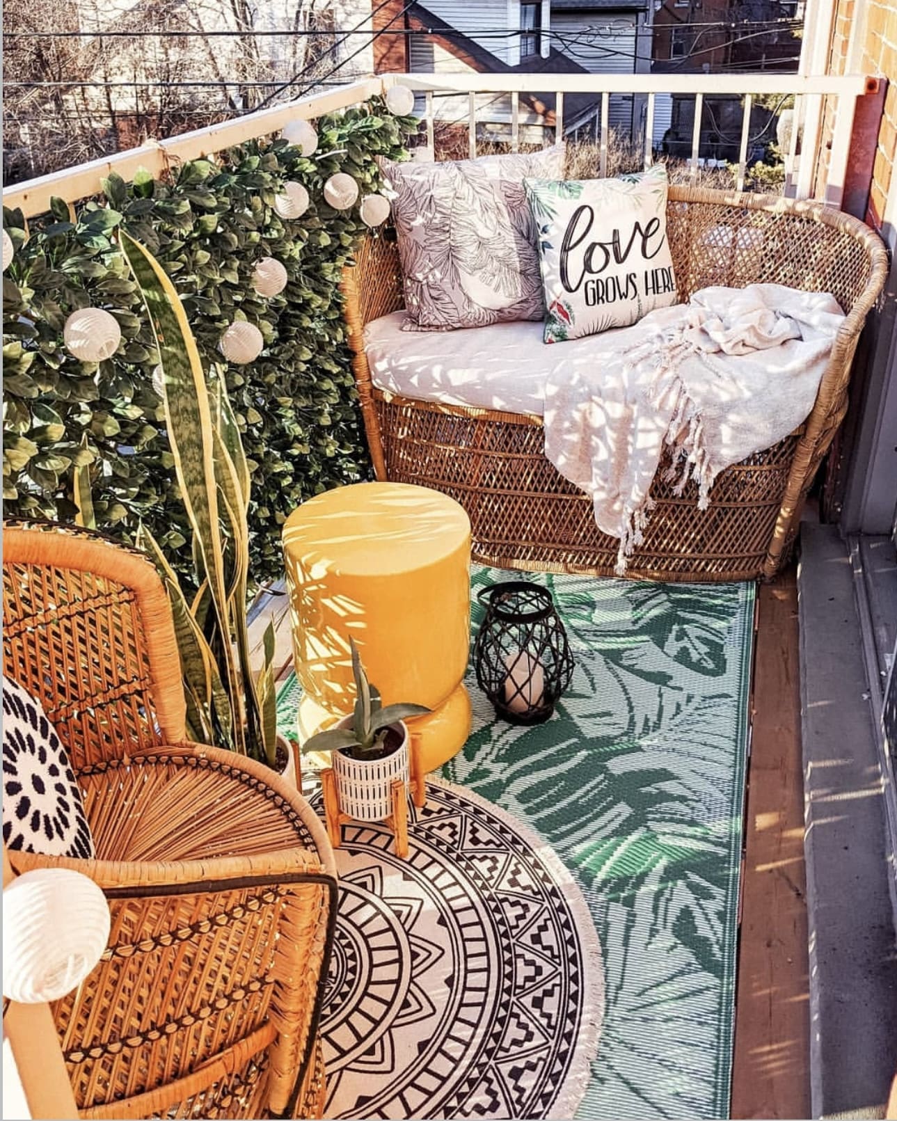 Layer Rugs to Define Your Boho Balcony Zones