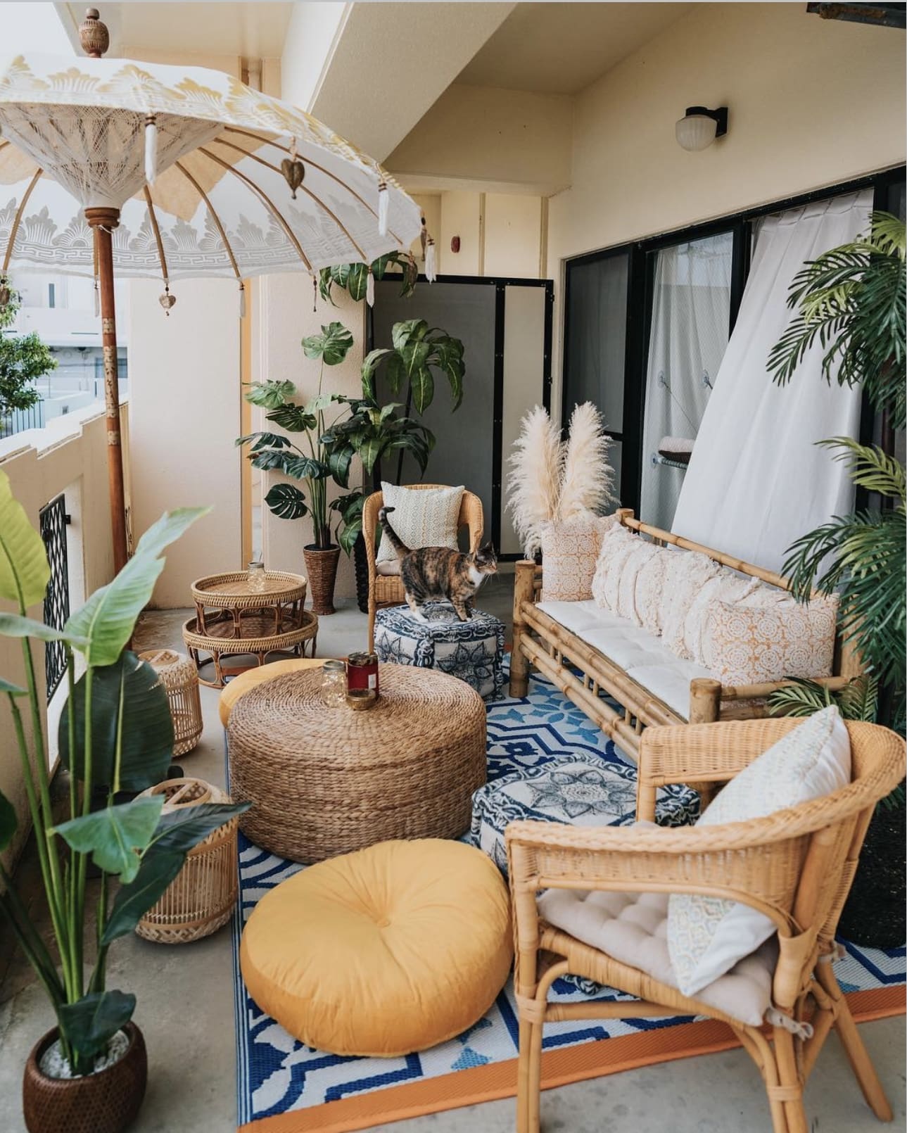 Woven Poufs and Floor Cushions Create Casual Seating