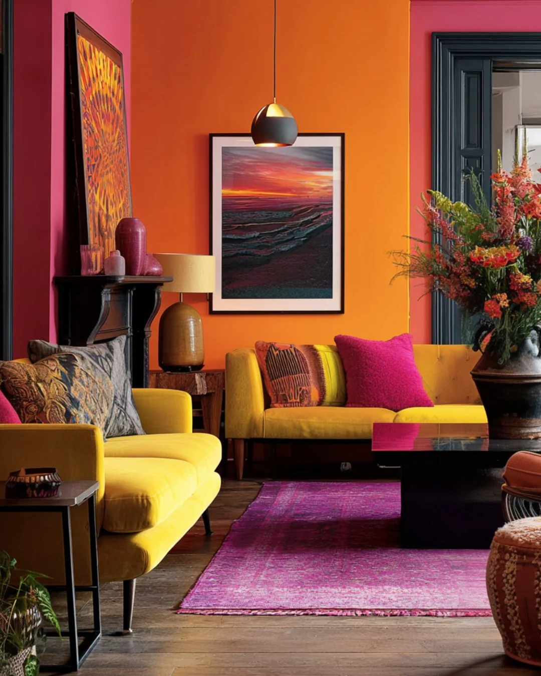 Paint Adjacent Walls in Contrasting Bold Colors