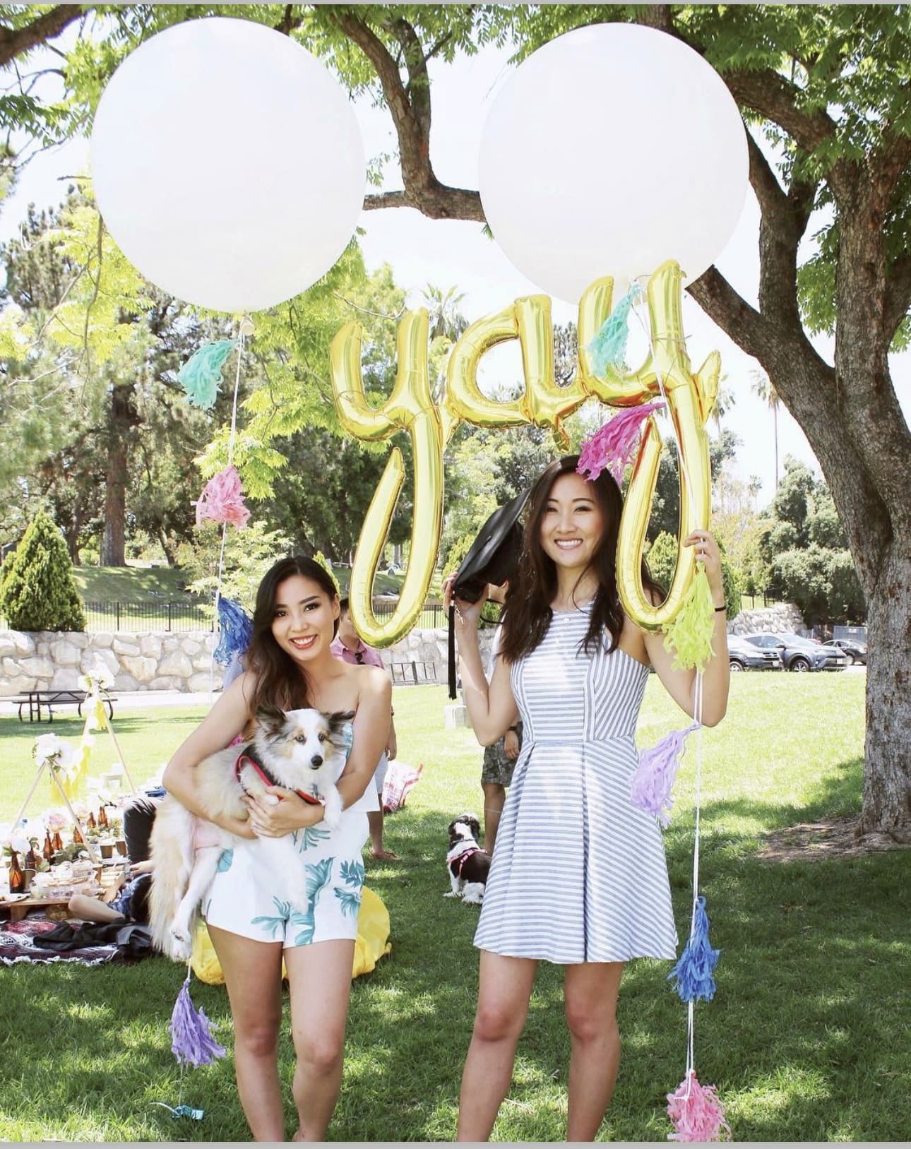 Gold 'Yay' Balloons Add a Festive Message to Your Outdoor Party