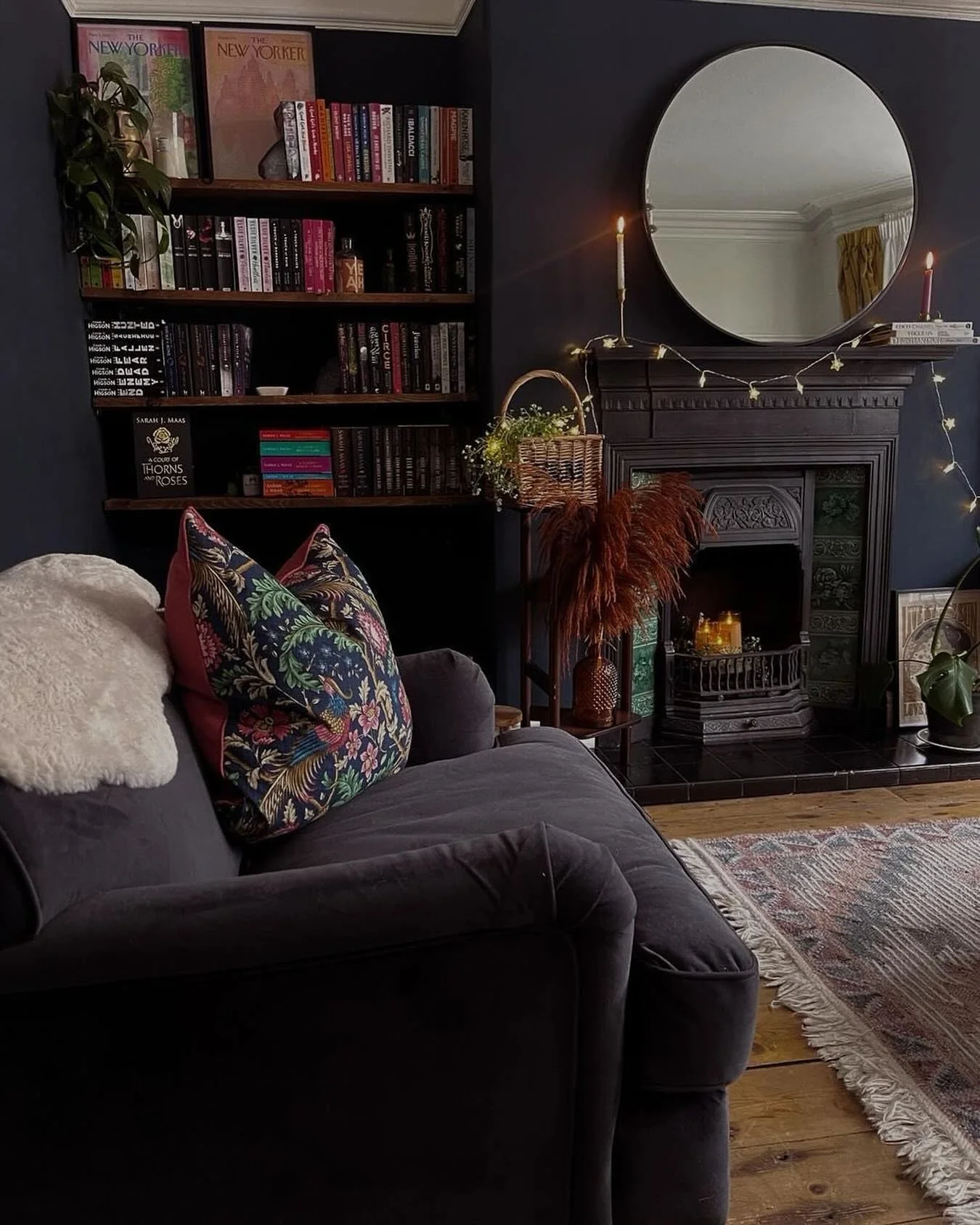 Reflect Light with a Round Mirror Above the Mantel