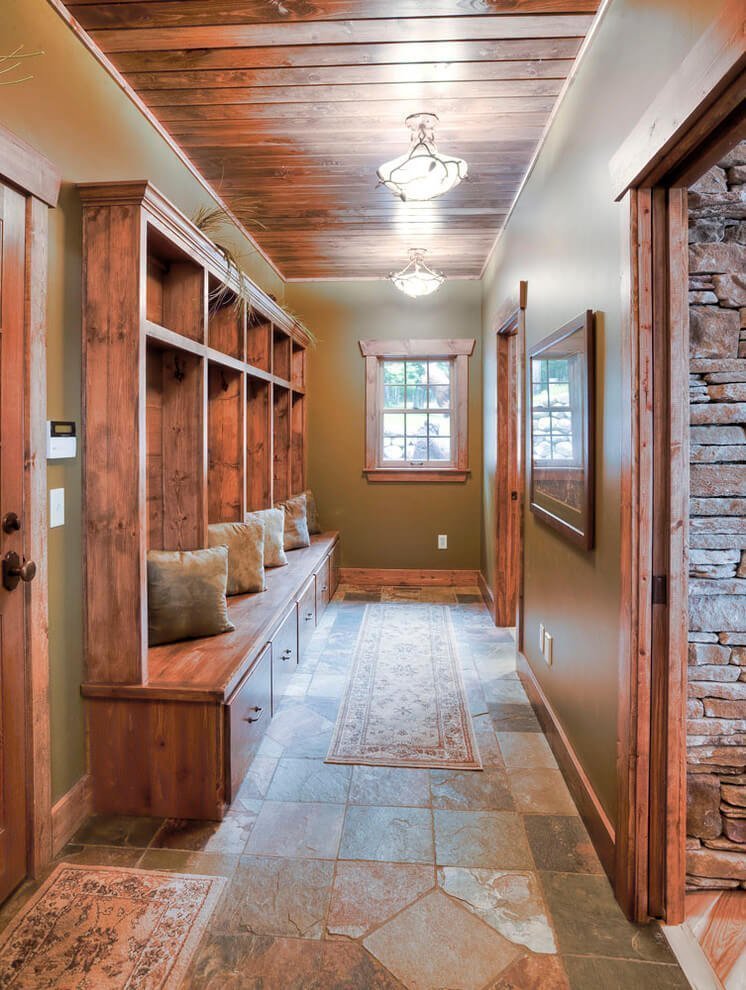 Built-In Bench With Drawers Offers Hidden Mudroom Storage