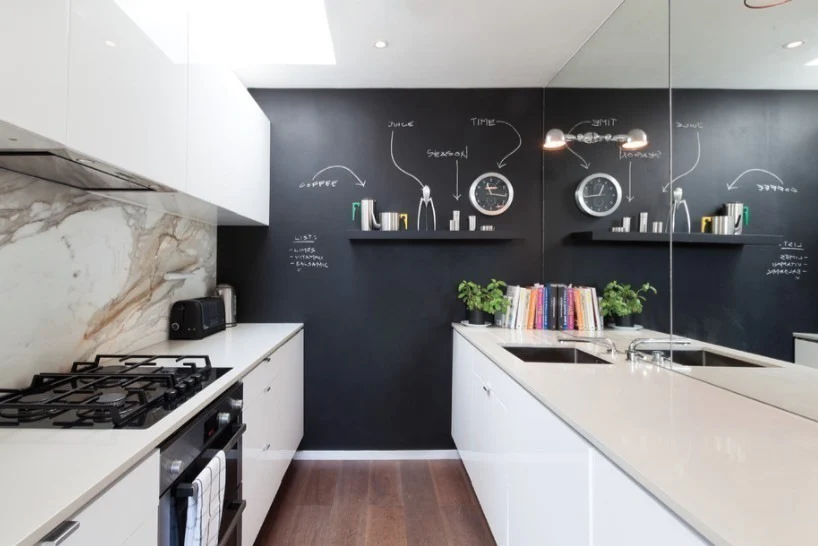 Chalkboard wall offers a functional message center