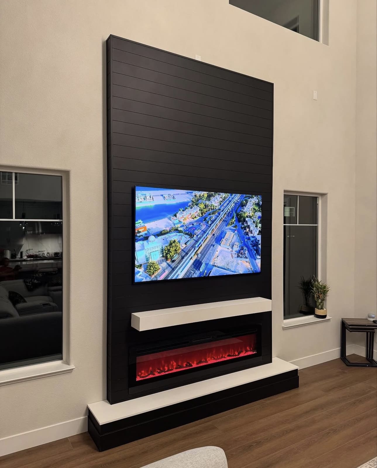 Frame Your TV with a Dramatic Dark Shiplap Wall