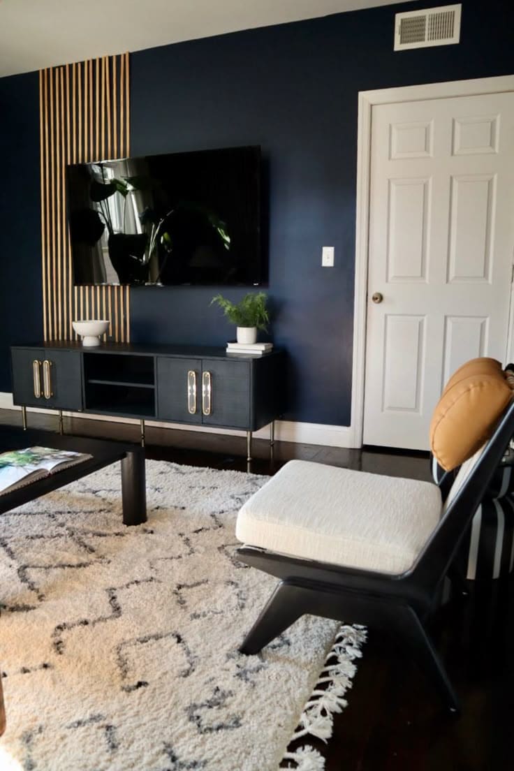 Accent Your TV Wall with Vertical Wood Slats