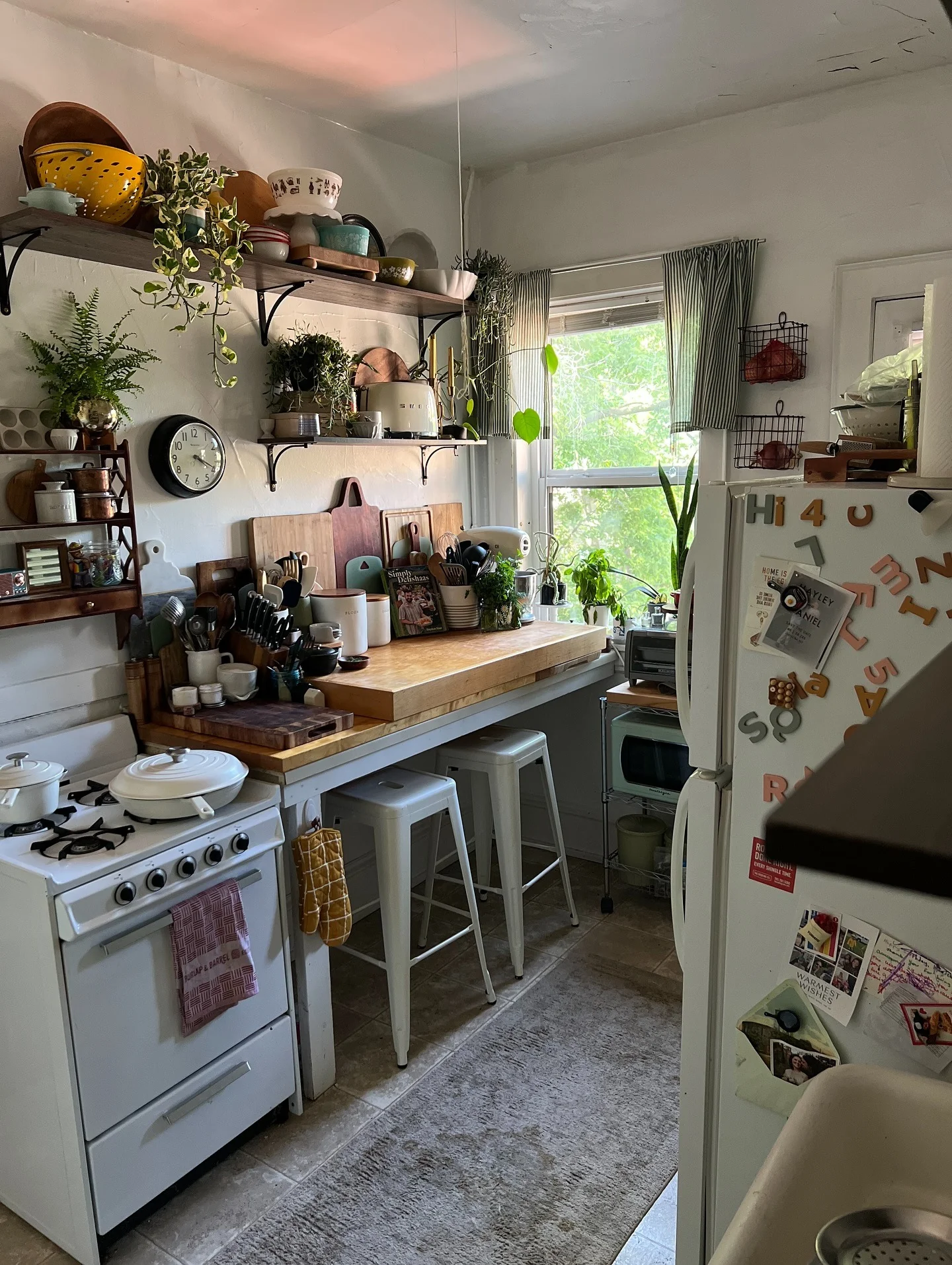 Open Shelving Holds Plants and Bowls