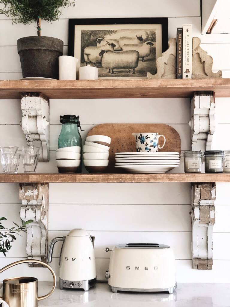 Incorporate Whimsical Sheep Art into Rustic Shelving