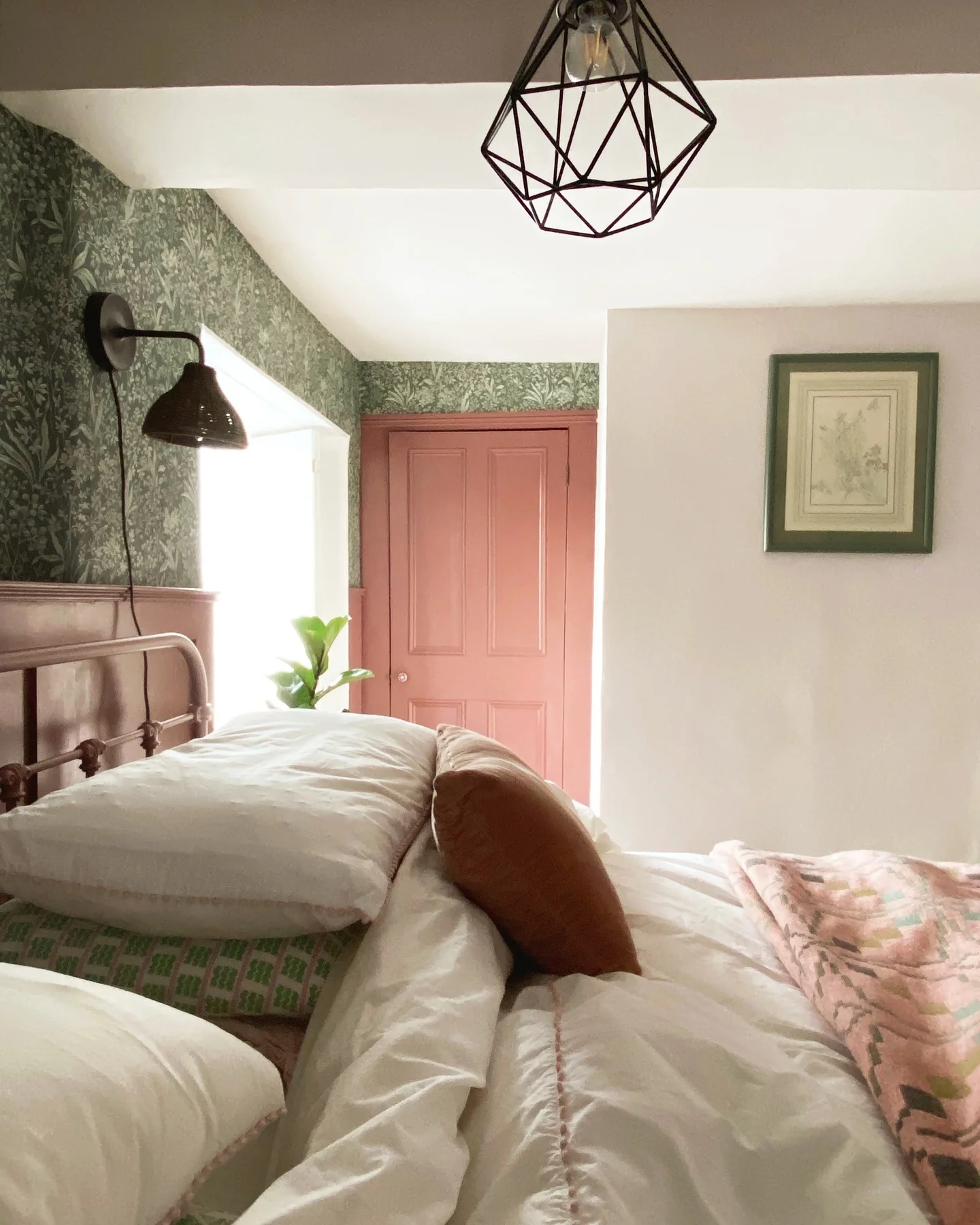 Contrast Dark Florals with a Dusty Pink Door