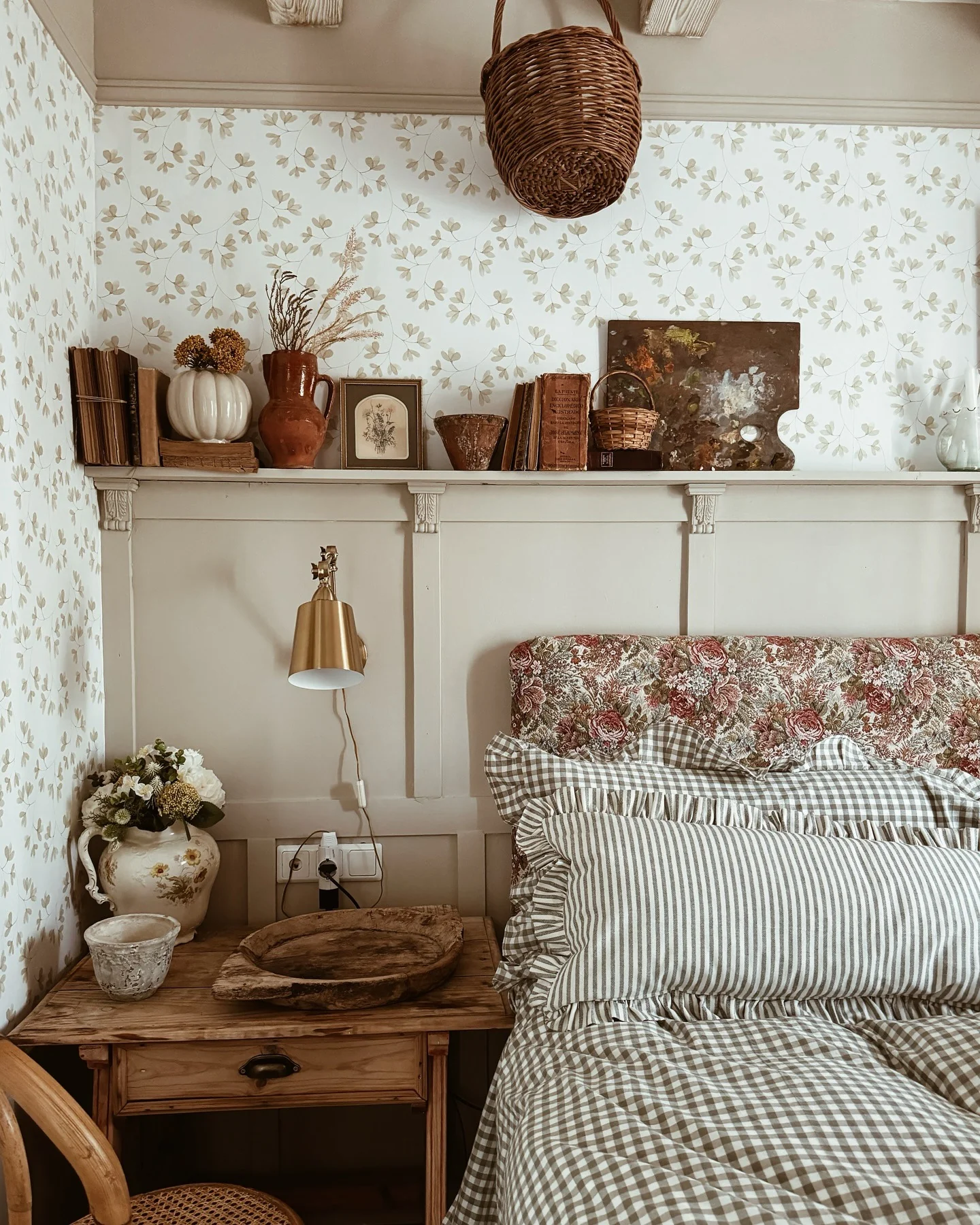 Stack Vintage Books with Botanical Accents