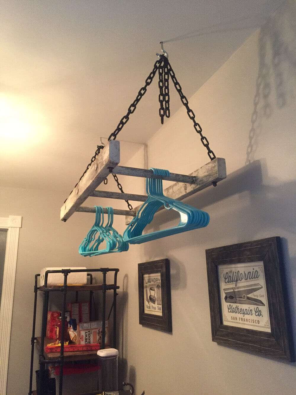 Suspend a Rustic Rack from Chains for Air Drying