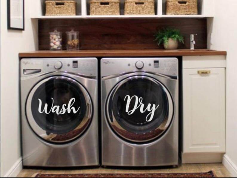 Label Washer and Dryer Doors with Elegant Script
