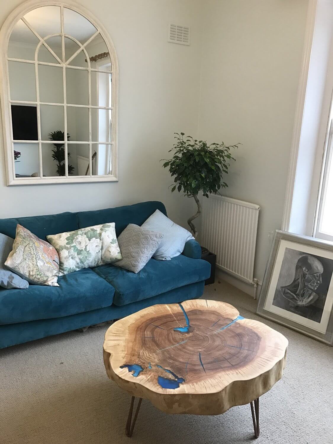 Incorporate Blue Resin into a Live-Edge Coffee Table
