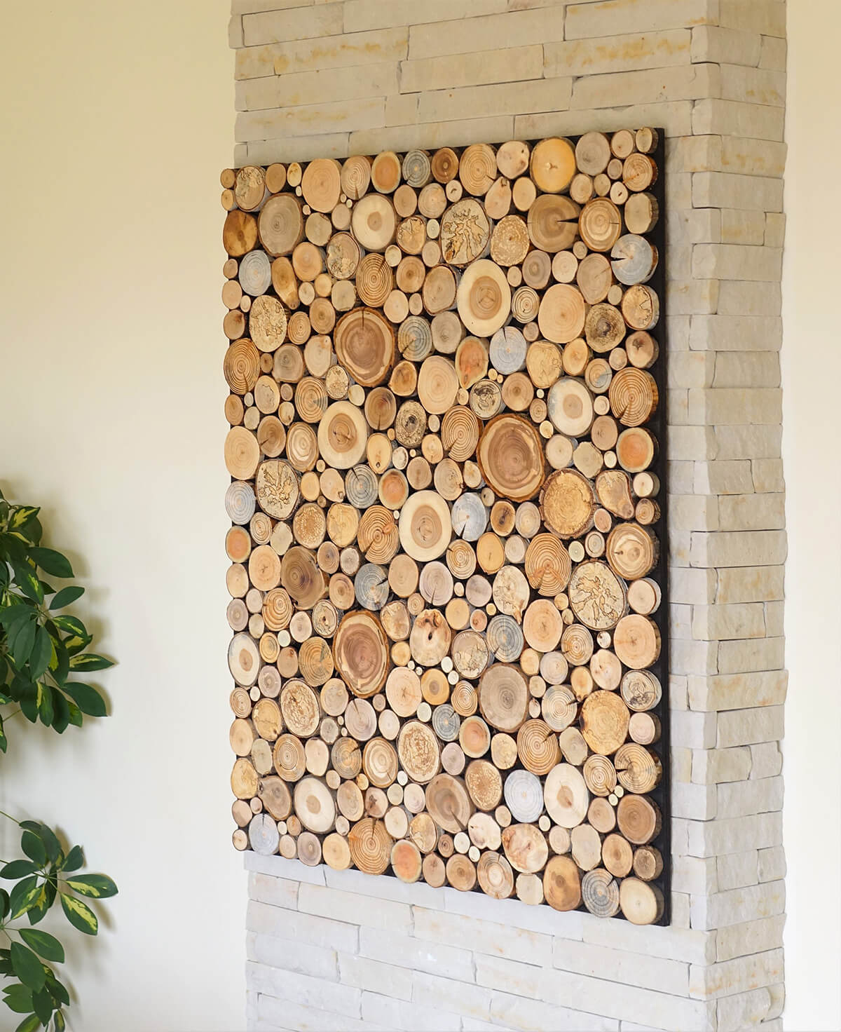Mosaic Wood Slice Wall Art Adds Natural Texture