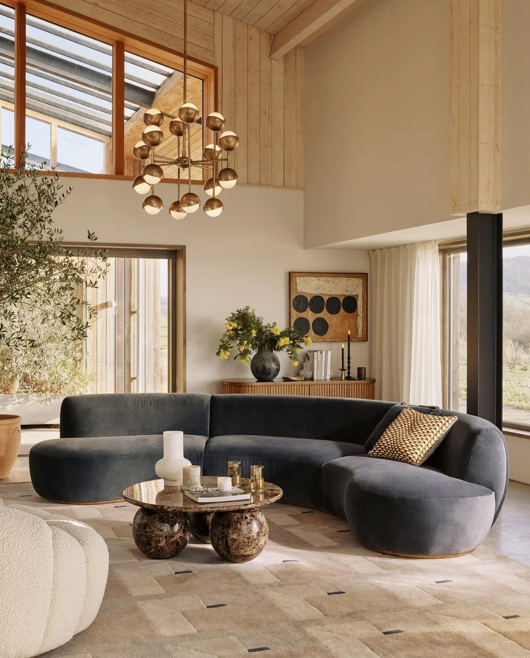 Ground Your Seating Area With a Marble Coffee Table