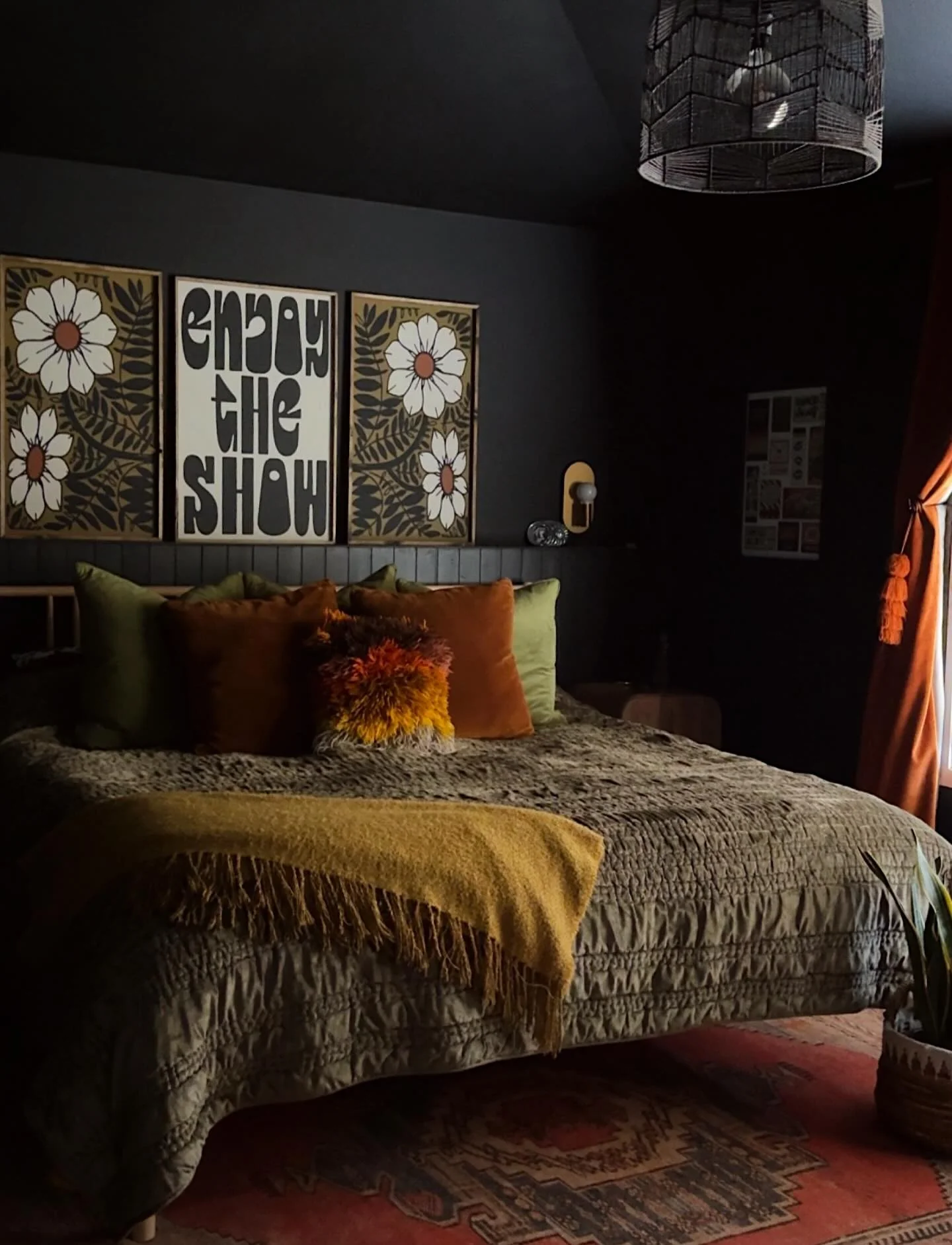 Retro Floral Art Adds a Playful Pop To Black Walls