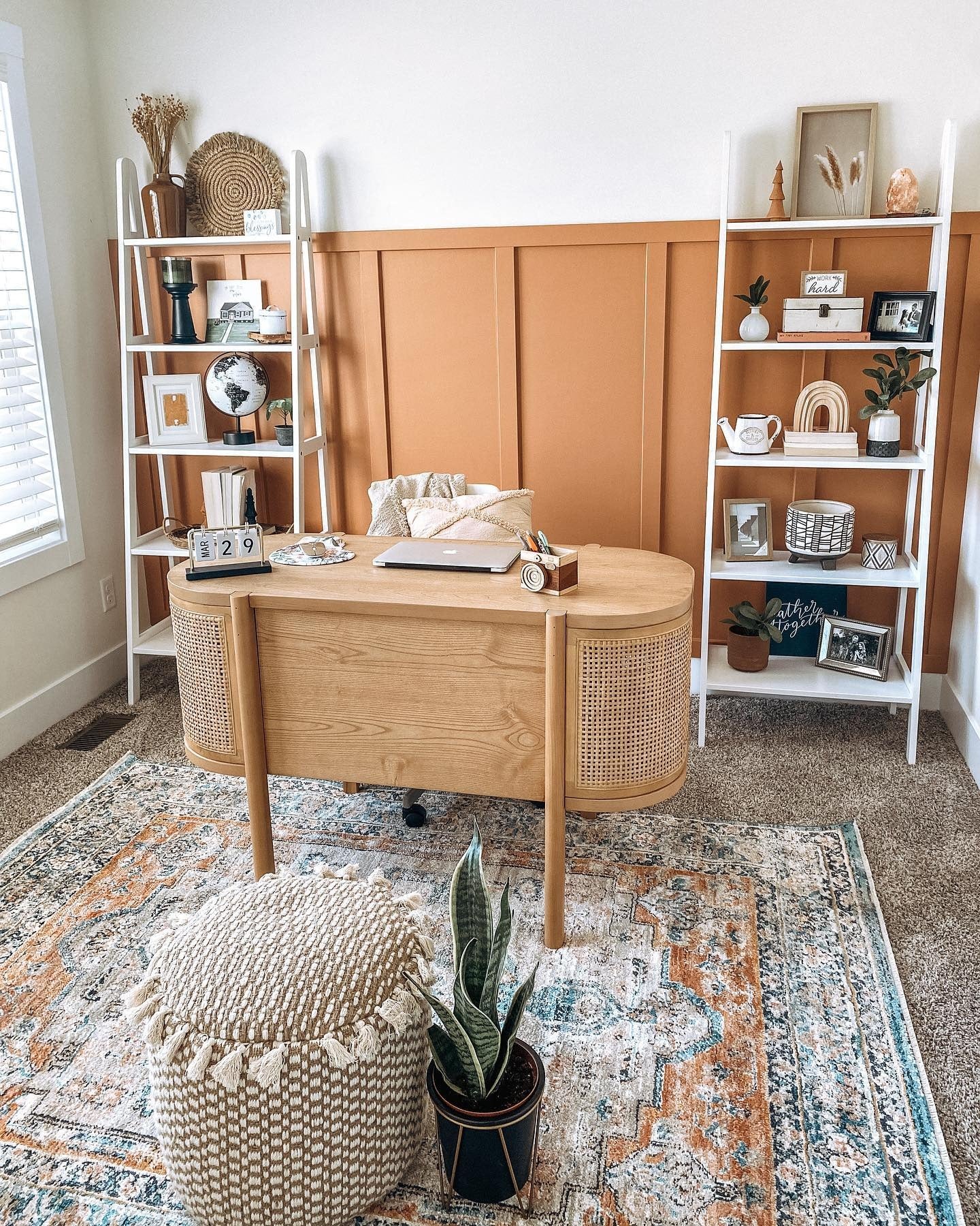 Rattan-Fronted Desk for Natural Warmth