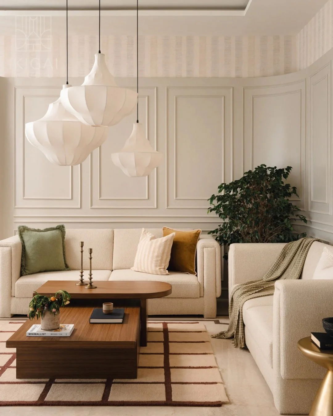 Soften Your Cream Living Space with Sculptural Pendant Lights