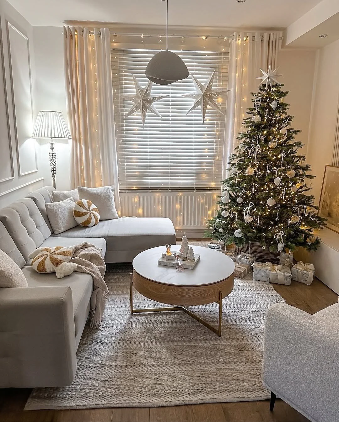 Introduce Playful Texture with Candy-Striped Pillows on Your Cream Sofa