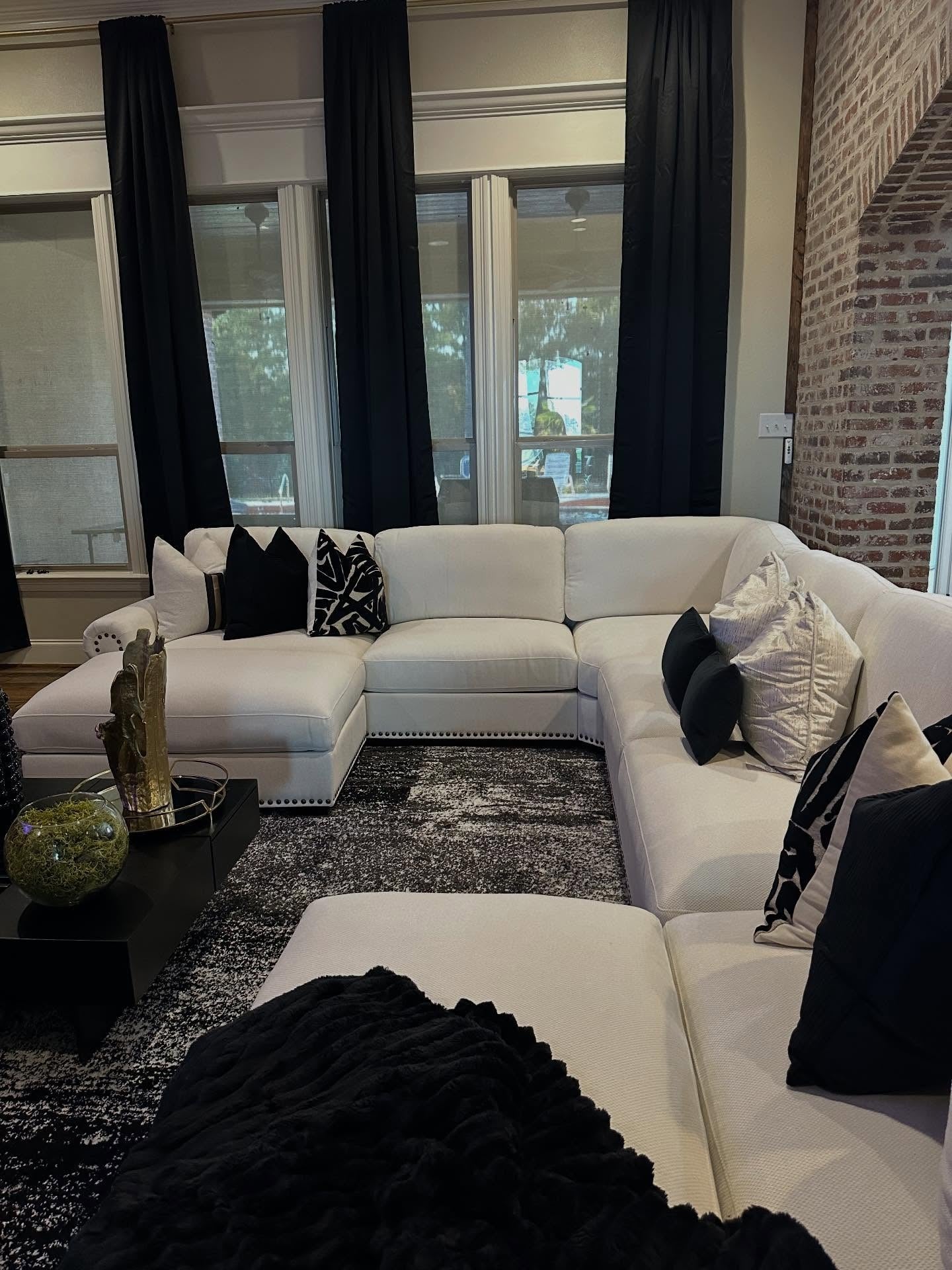 Ground Your Cream Sectional with Graphic Black and White Pillows