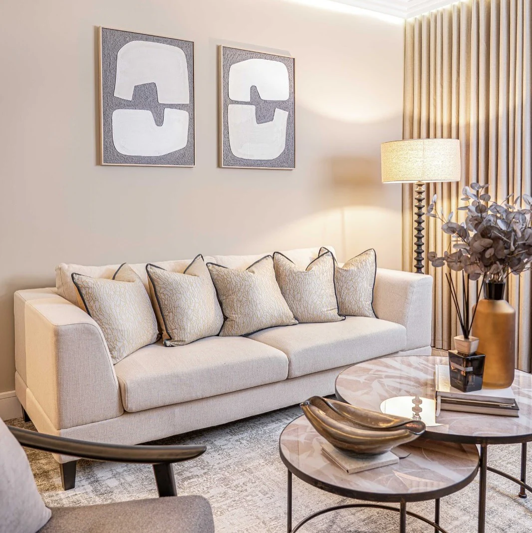 Frame Your Cream Sofa with Minimalist Abstract Art