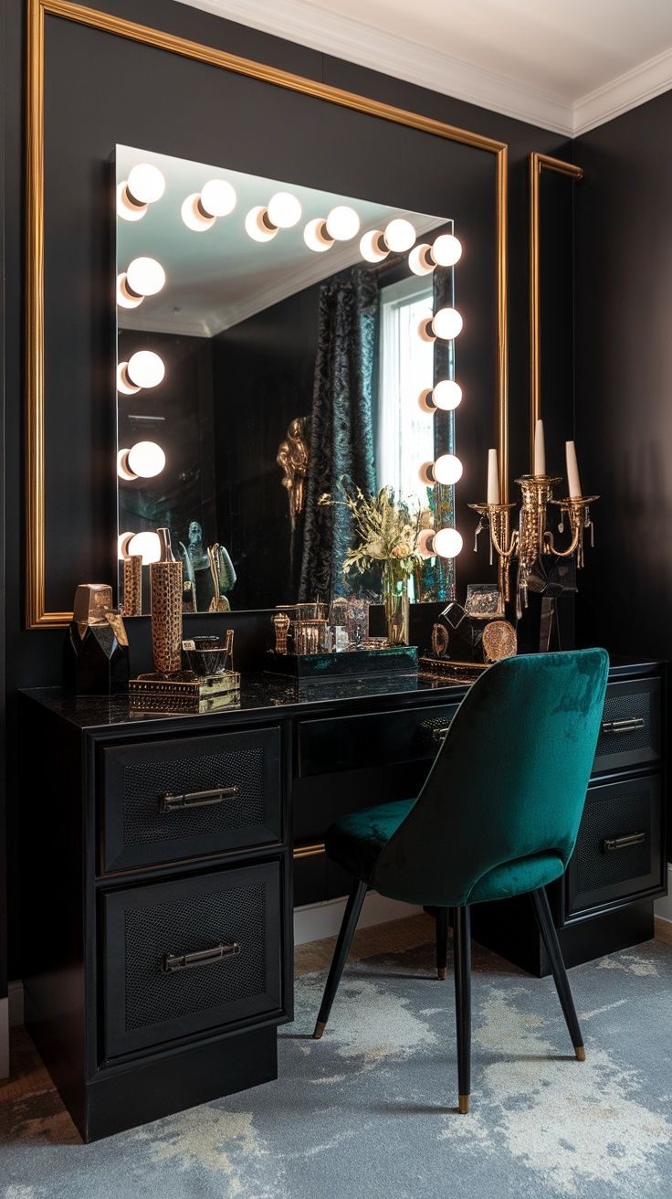 Contrast Black with Emerald Velvet Seating
