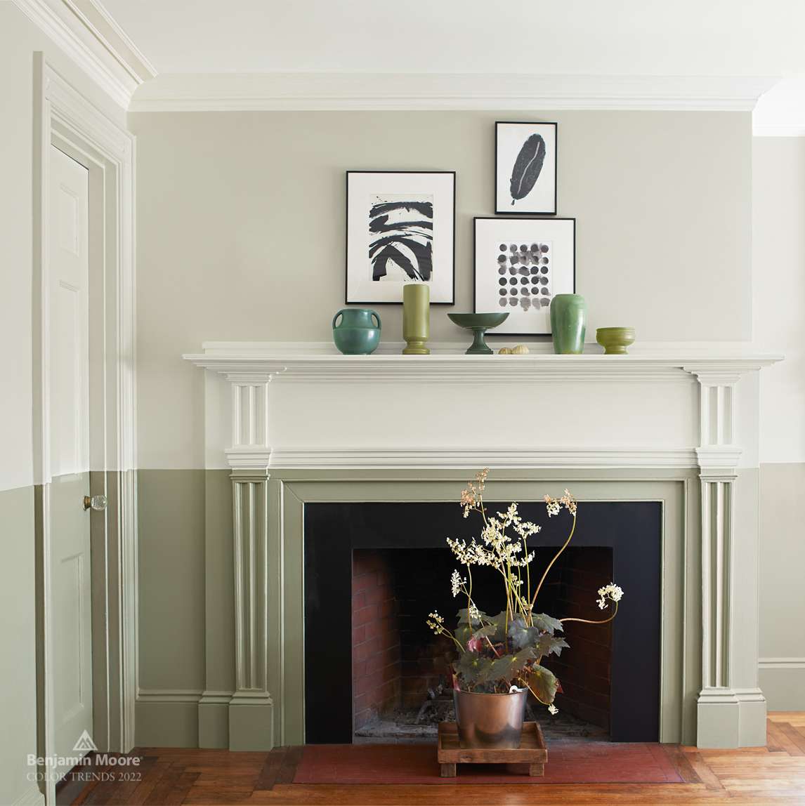 Grouped Green Vases Add Color To The Mantel