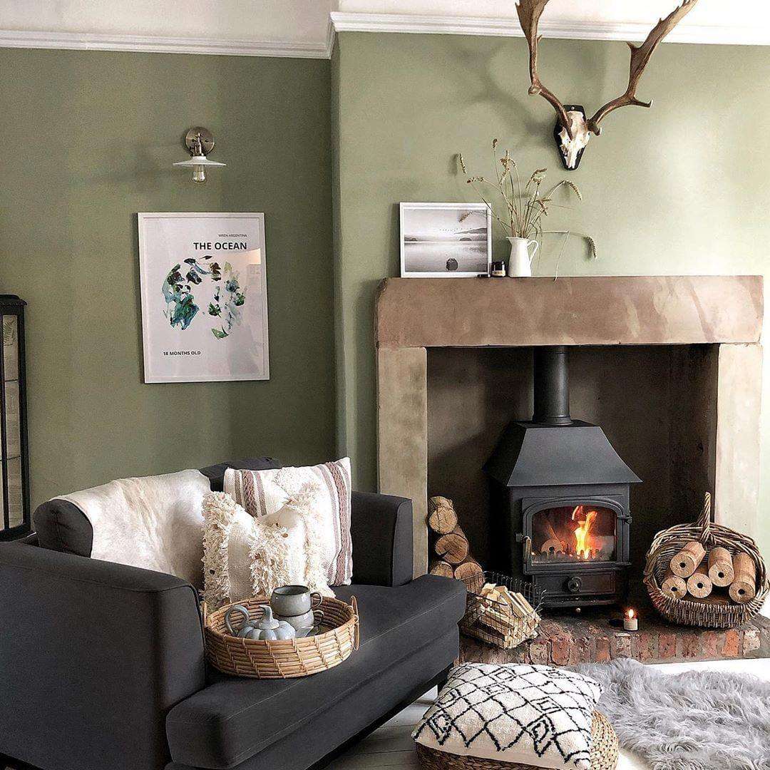Wood-Filled Basket Adds Rustic Charm Beside the Hearth
