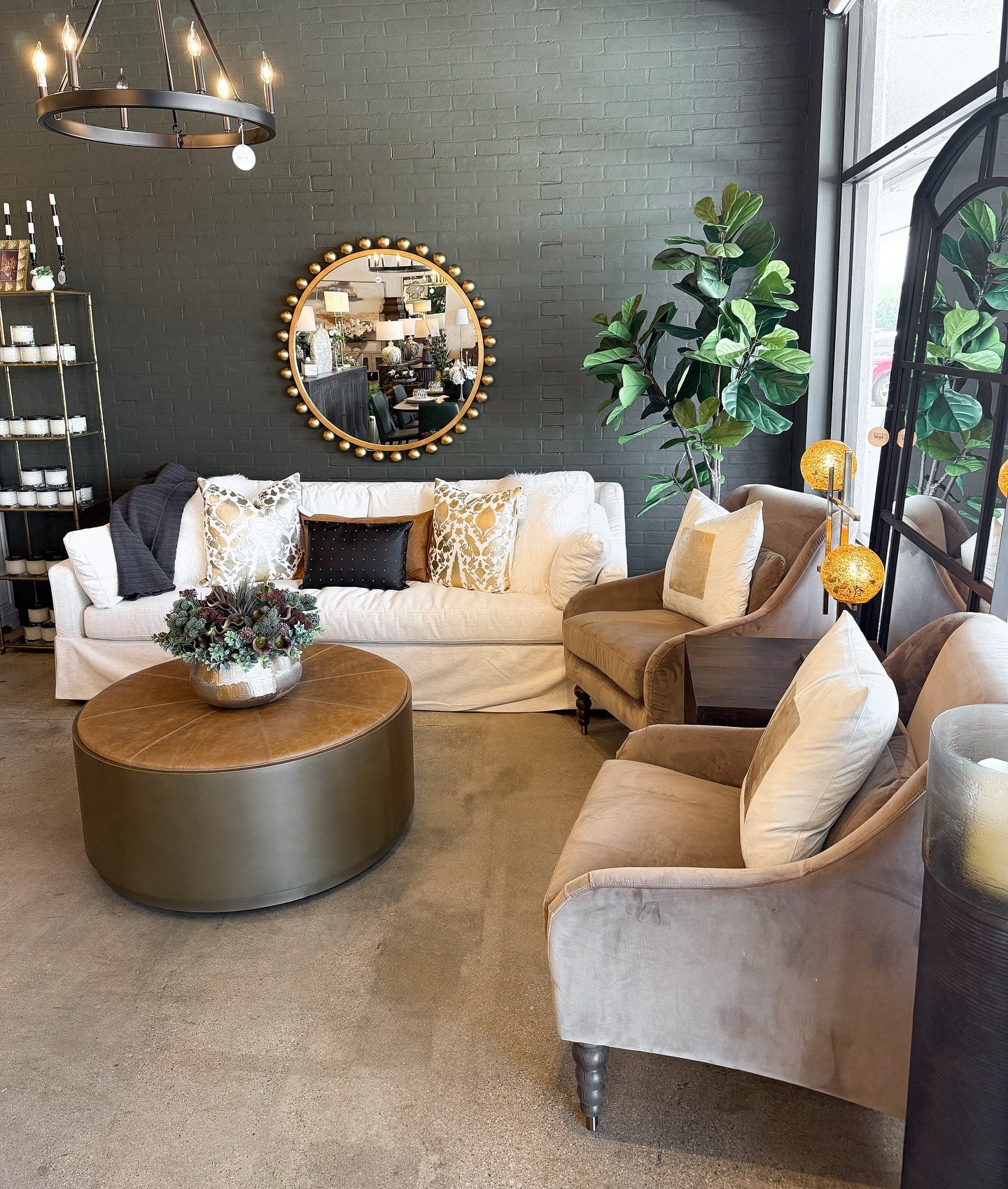 Ground Your Space with an Oval Ottoman and Plant Display
