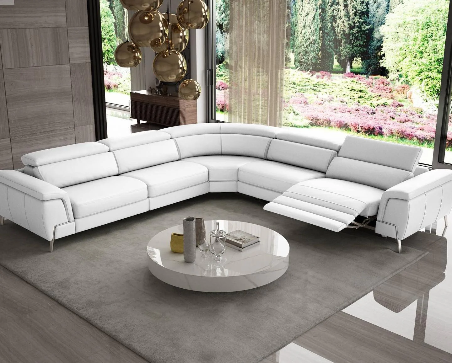 Reclining White Leather Sofa Creates a Cozy Nook