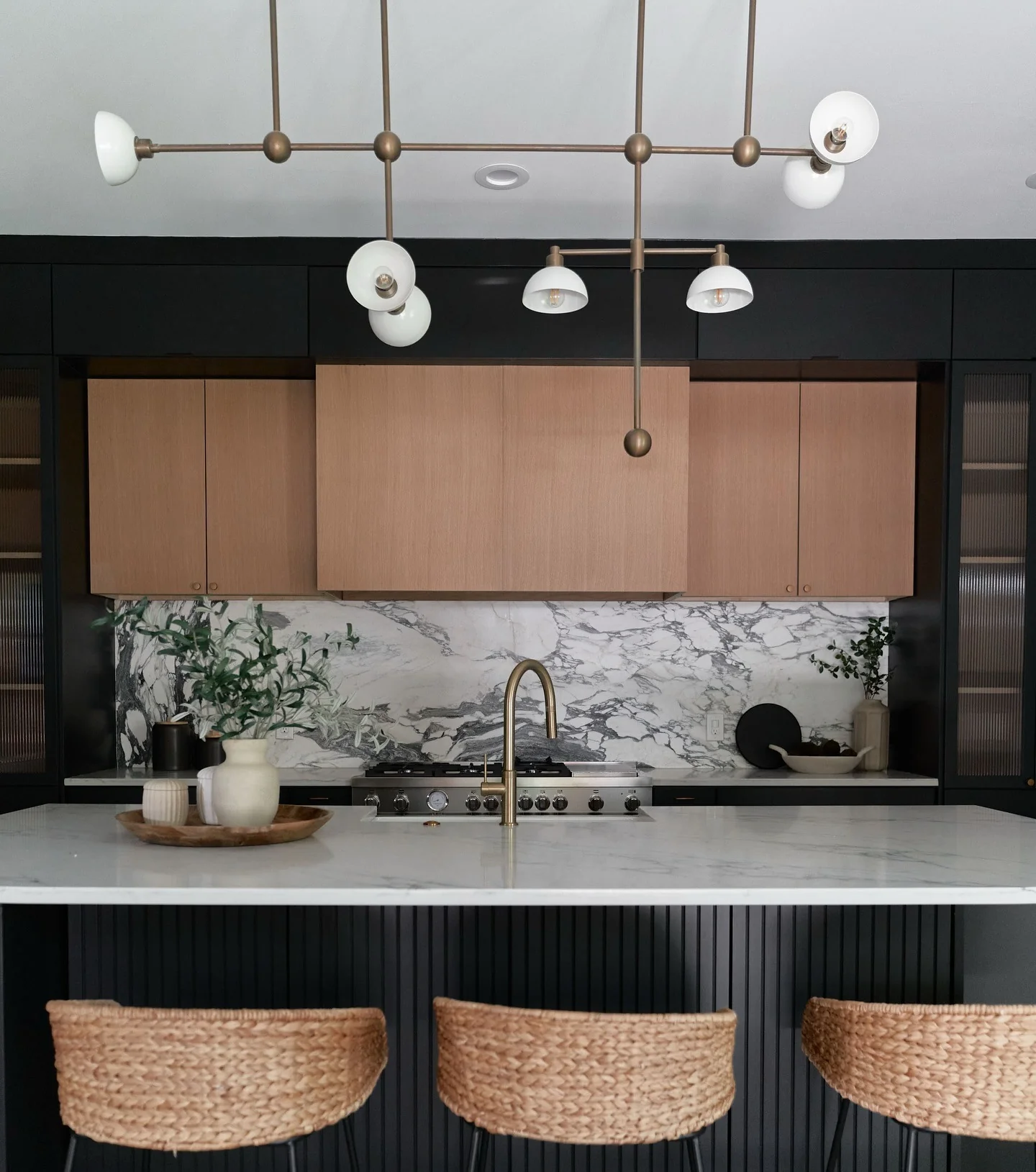 Layer Textures with Wood and Marble Backsplash