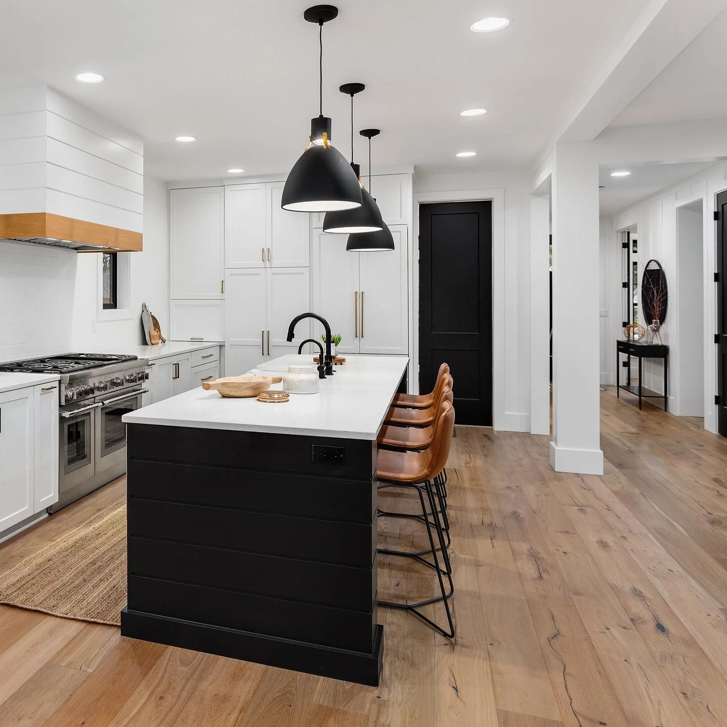 Anchor Your Island with Horizontal Black Paneling