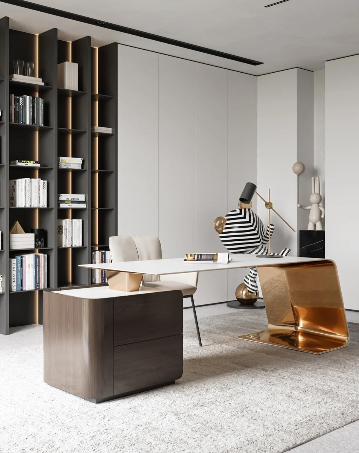 Choose a Desk with a Futuristic Gold Leg