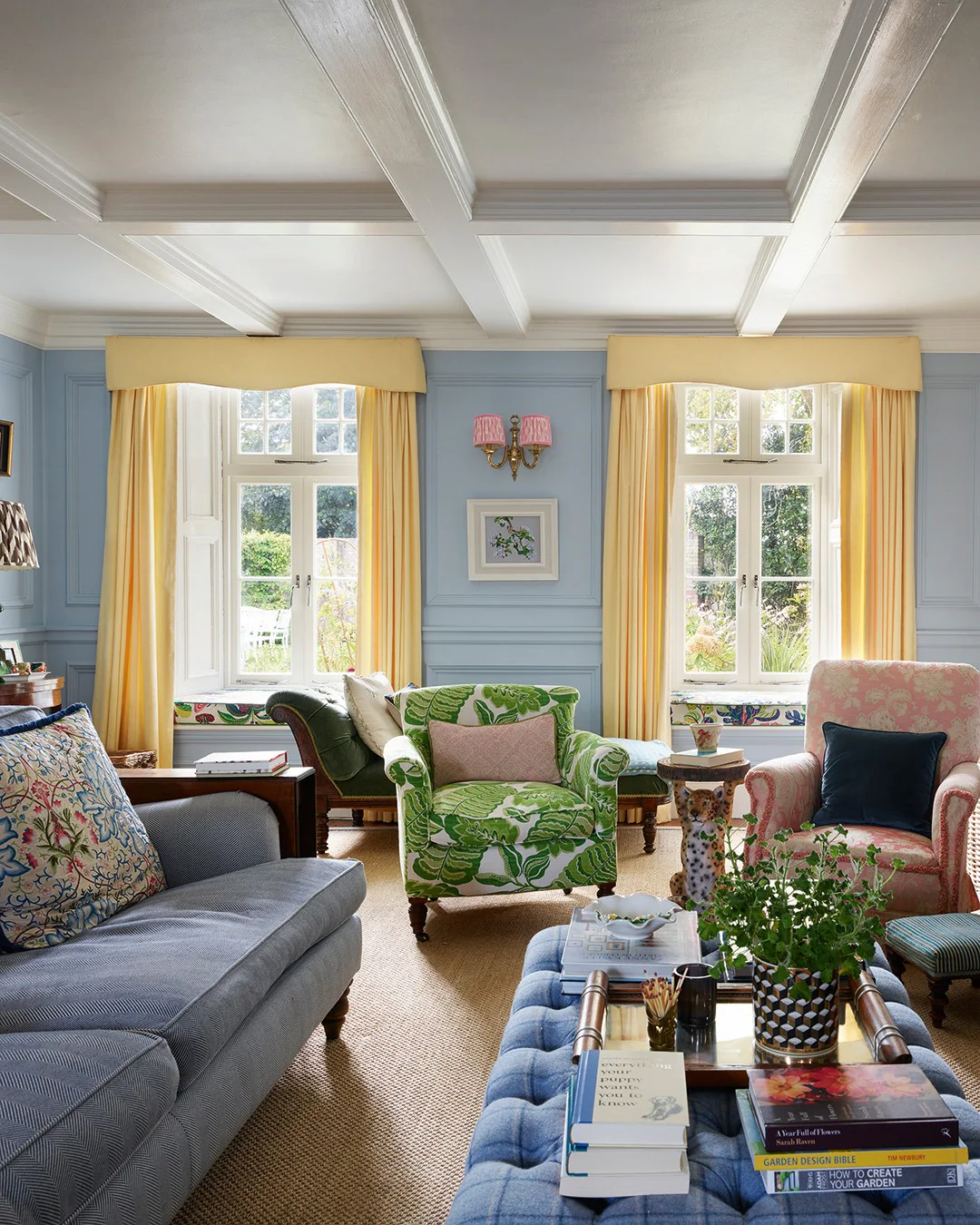 Patterned Armchairs Create a Vibrant Green and Pink Focal Point