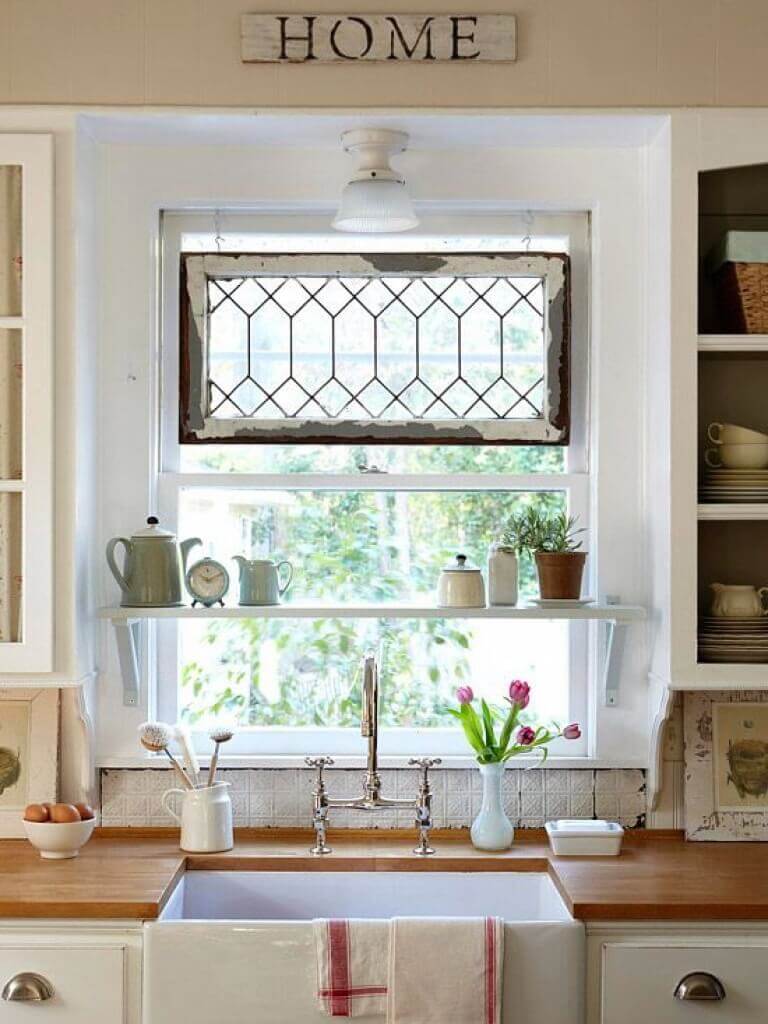White Shelf Organizes Sink-Side Essentials and Decor