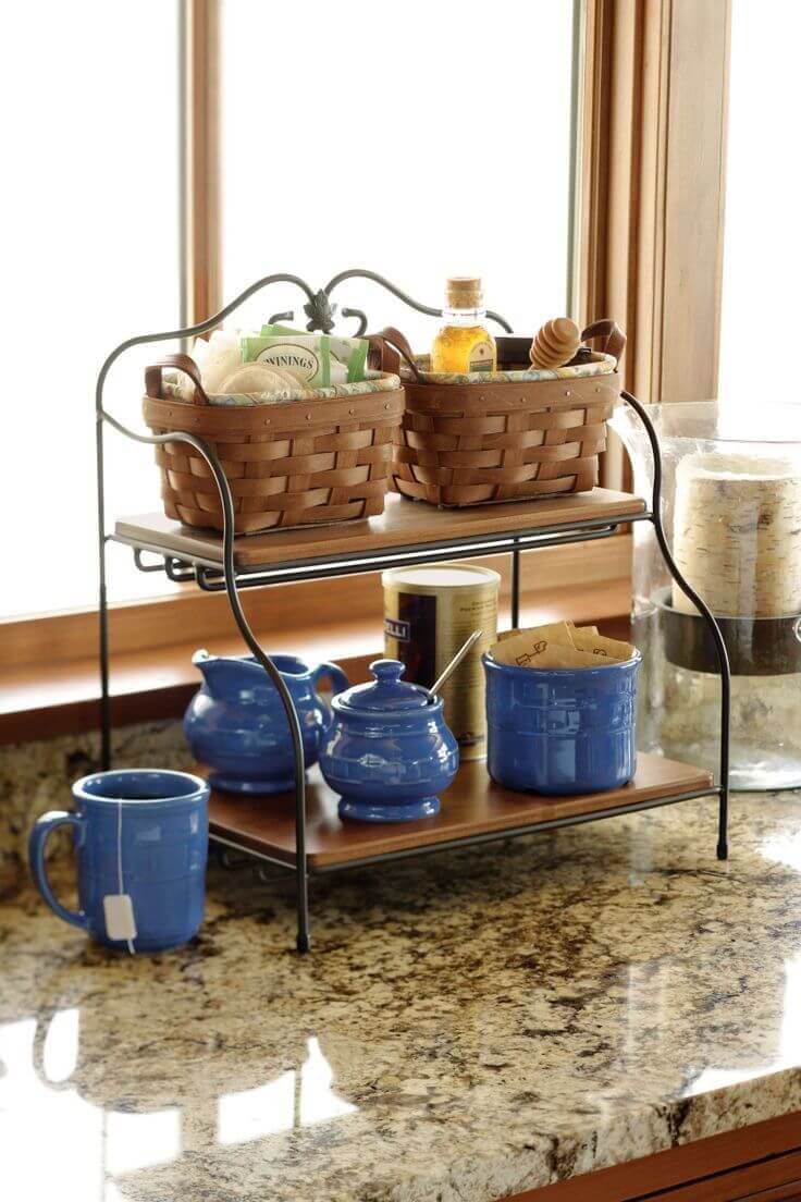 Two-Tiered Stand for a Cozy Tea and Coffee Station
