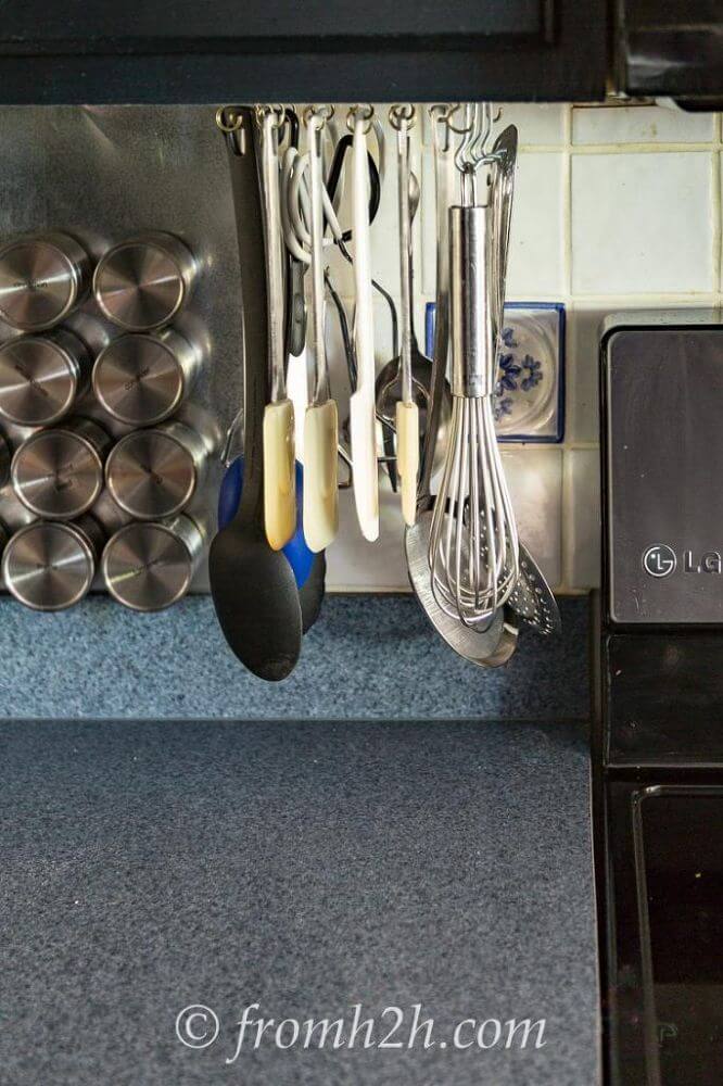 Mount a Rack to Keep Utensils Off Countertops