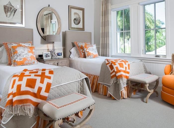 Orange Geometric Throws Add a Pop of Color
