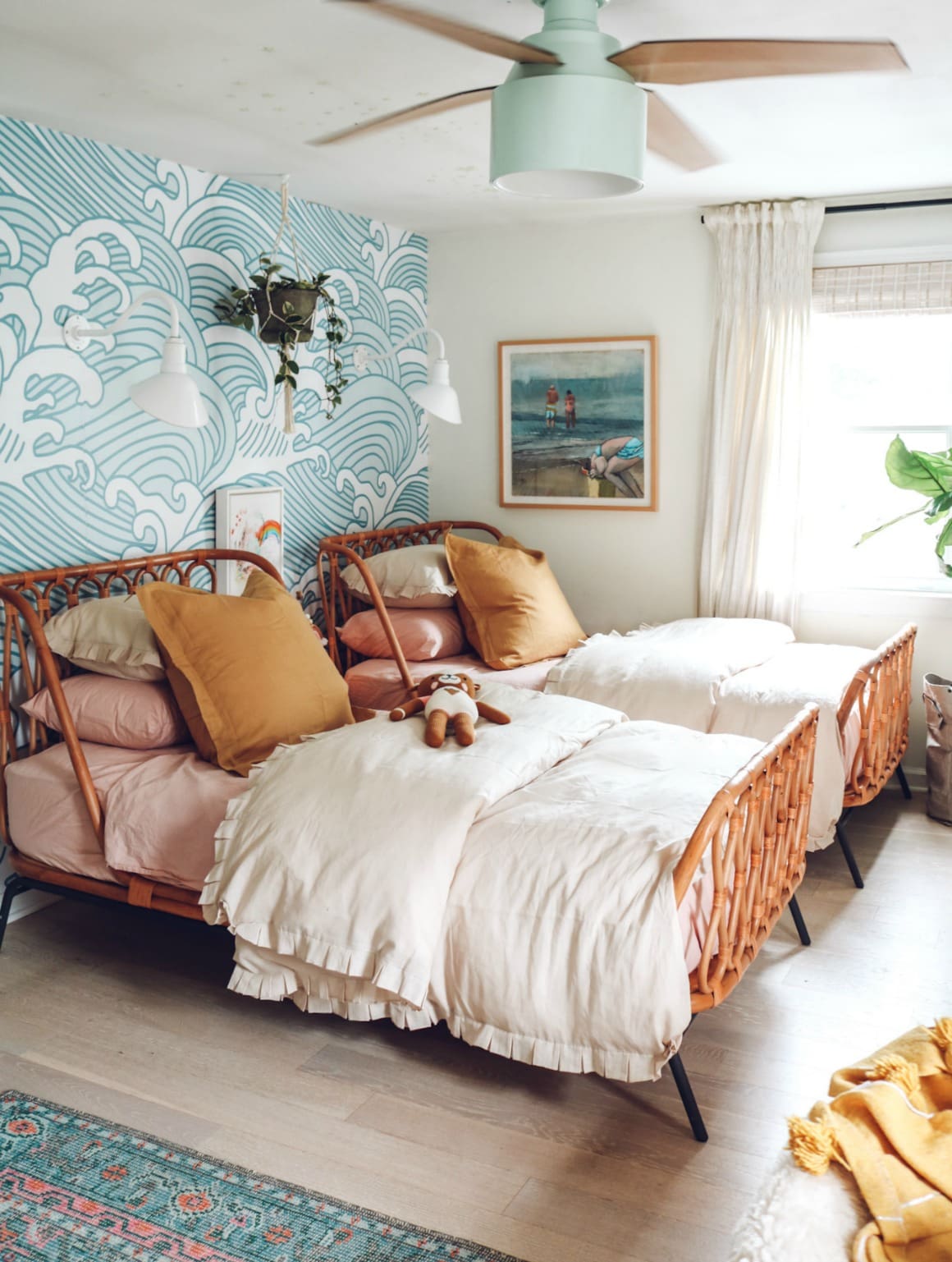 Rattan Beds and Ruffled Duvets for a Beach Vibe